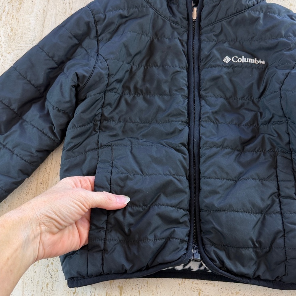 Columbia Reversible Jacket black white houndstooth Toddler Girl 4T - Picture 15 of 16